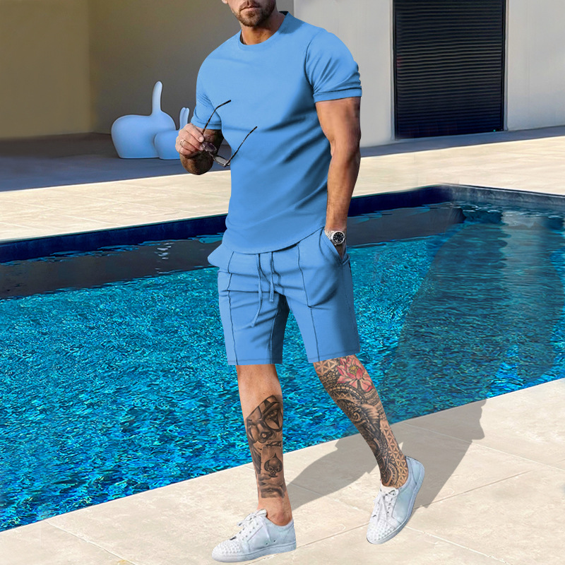 Suitmens Men's Plain Round Neck Short Sleeve Suit 02