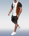 Suitmens Men's Colorblock Print Shorts Set 127