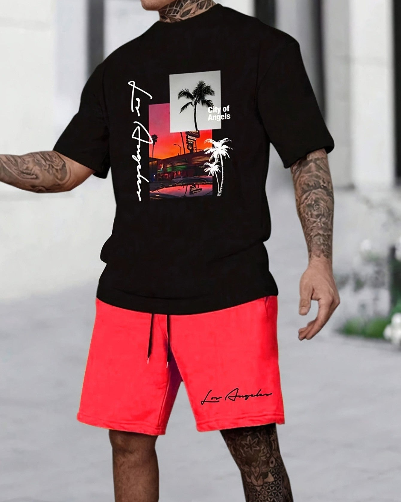 Men's Summer Vacation Round Neck Set 205
