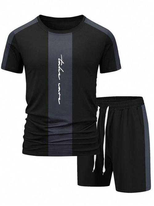 Men's Color Matching Casual Shorts Set 422