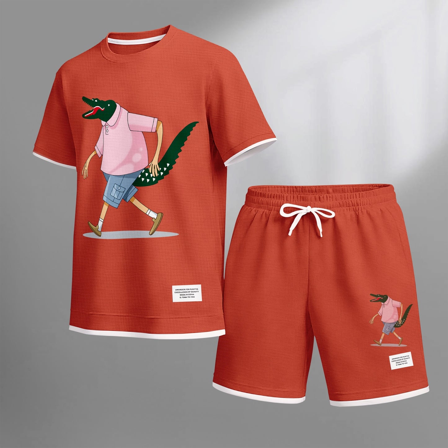 Men's Luxury Waffle-Knit Short-Sleeve Shirt & Shorts Set 16