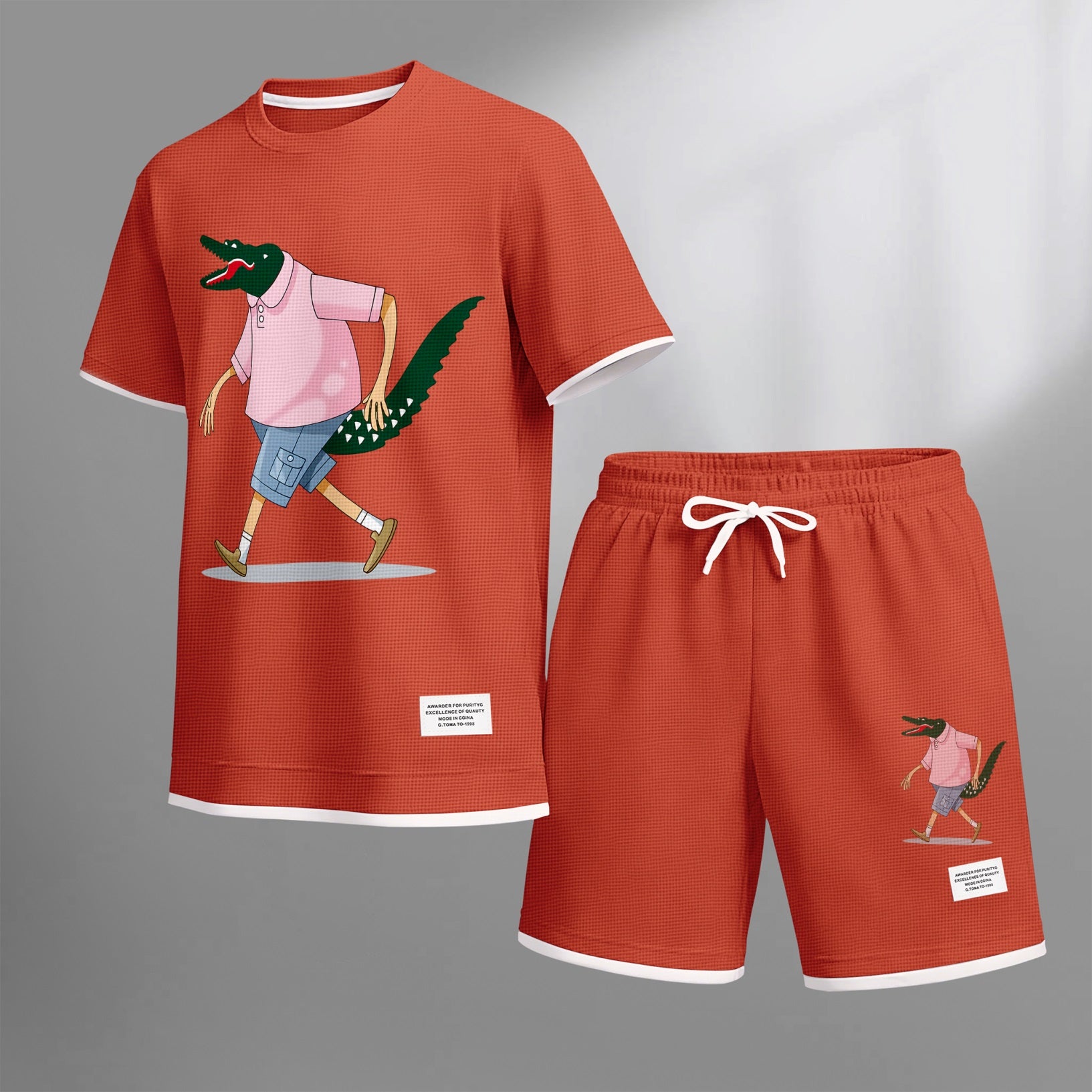 Men's Luxury Waffle-Knit Short-Sleeve Shirt & Shorts Set 16