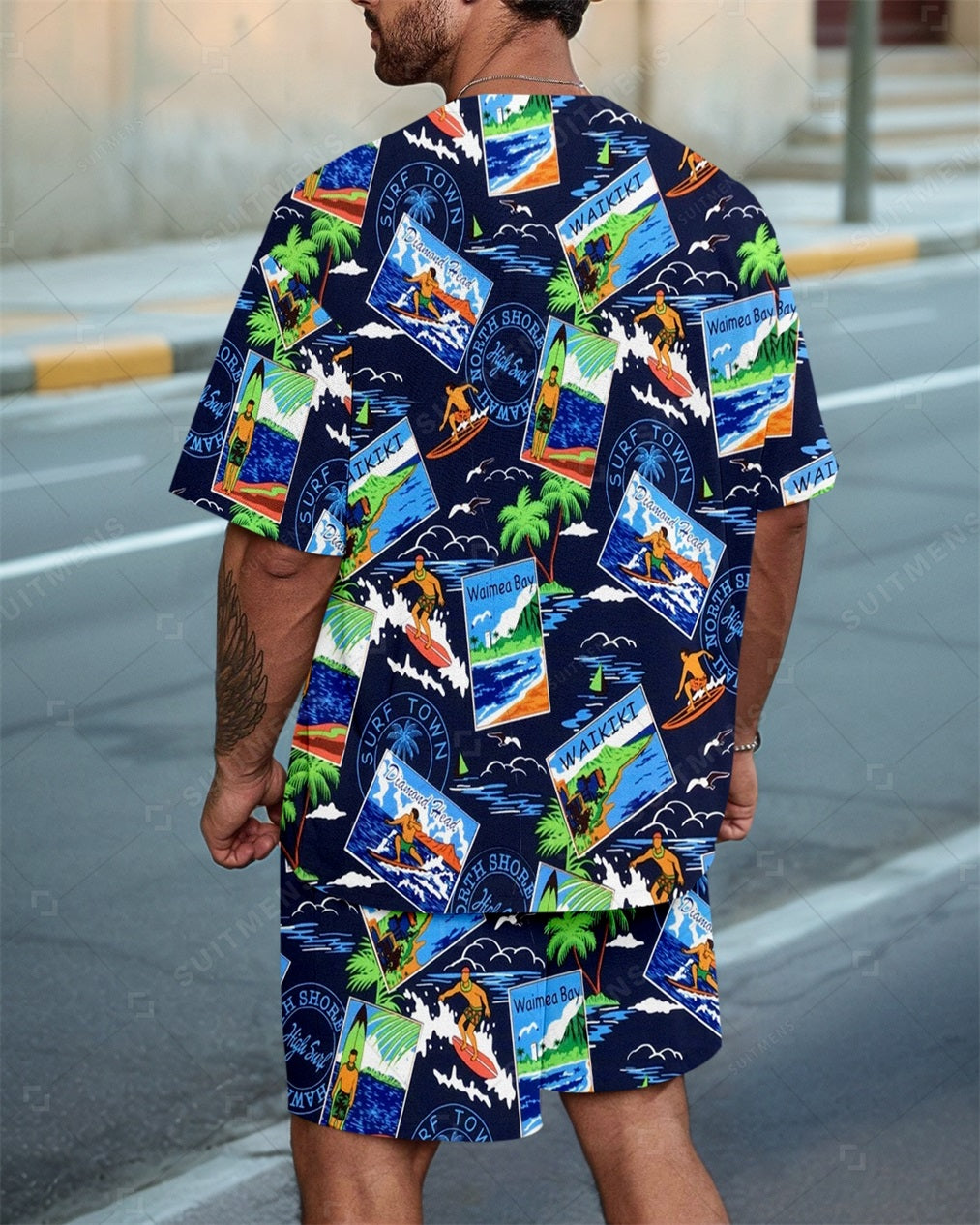 Men's Hawaiian Casual Summer Round Neck Set 0125