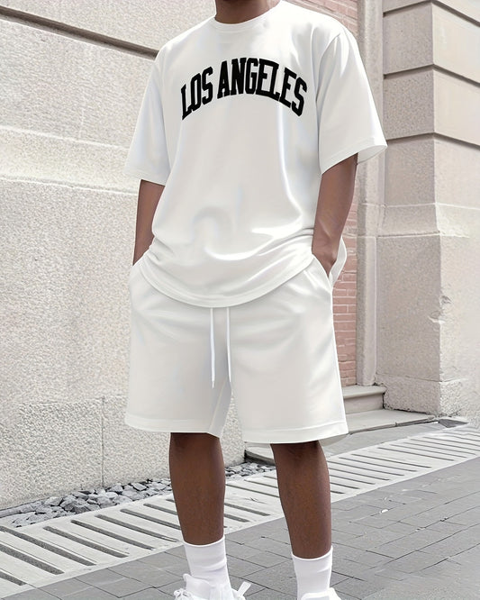 Men's White Summer Round Neck Set 109