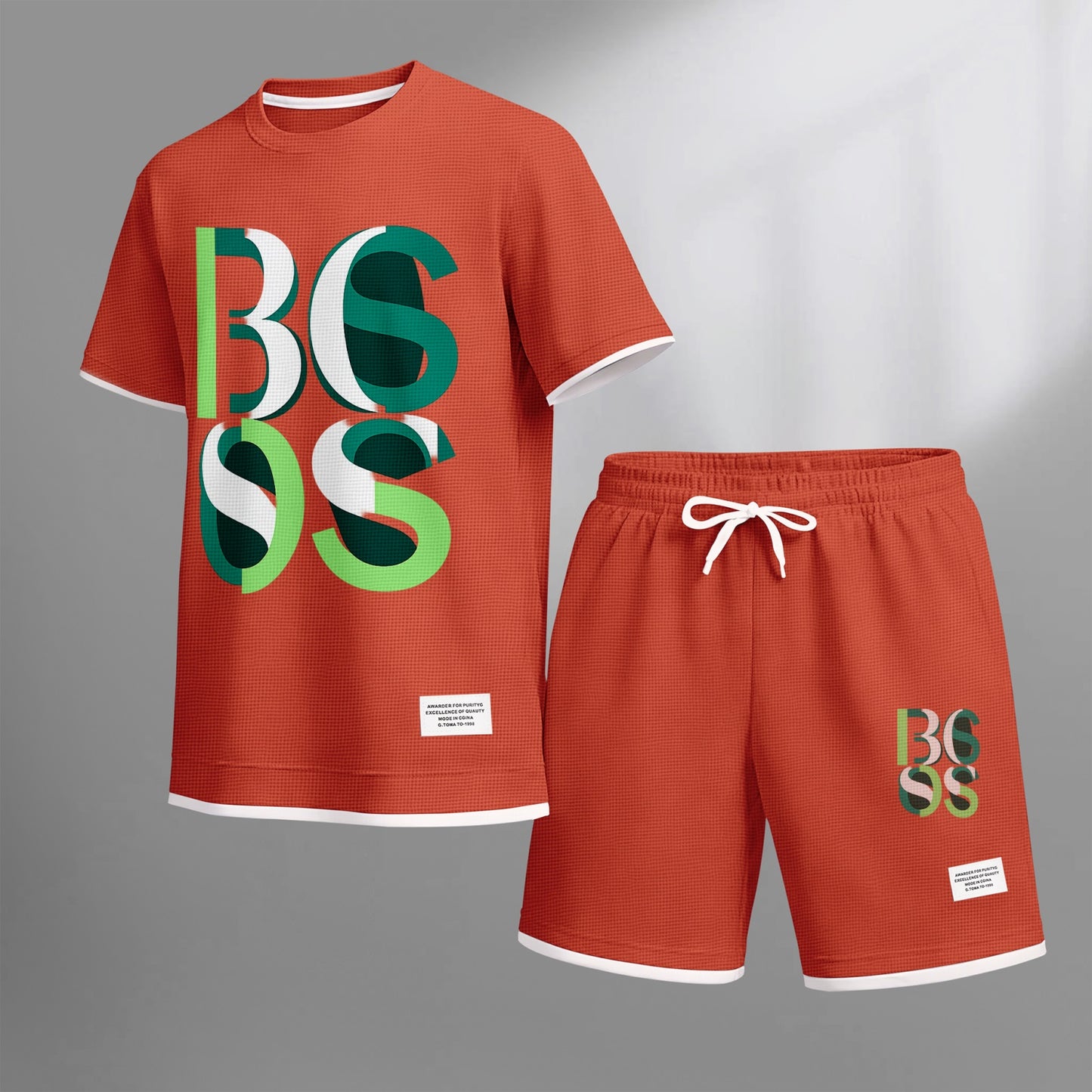 Men's Luxury Waffle-Knit Short-Sleeve Shirt & Shorts Set 10