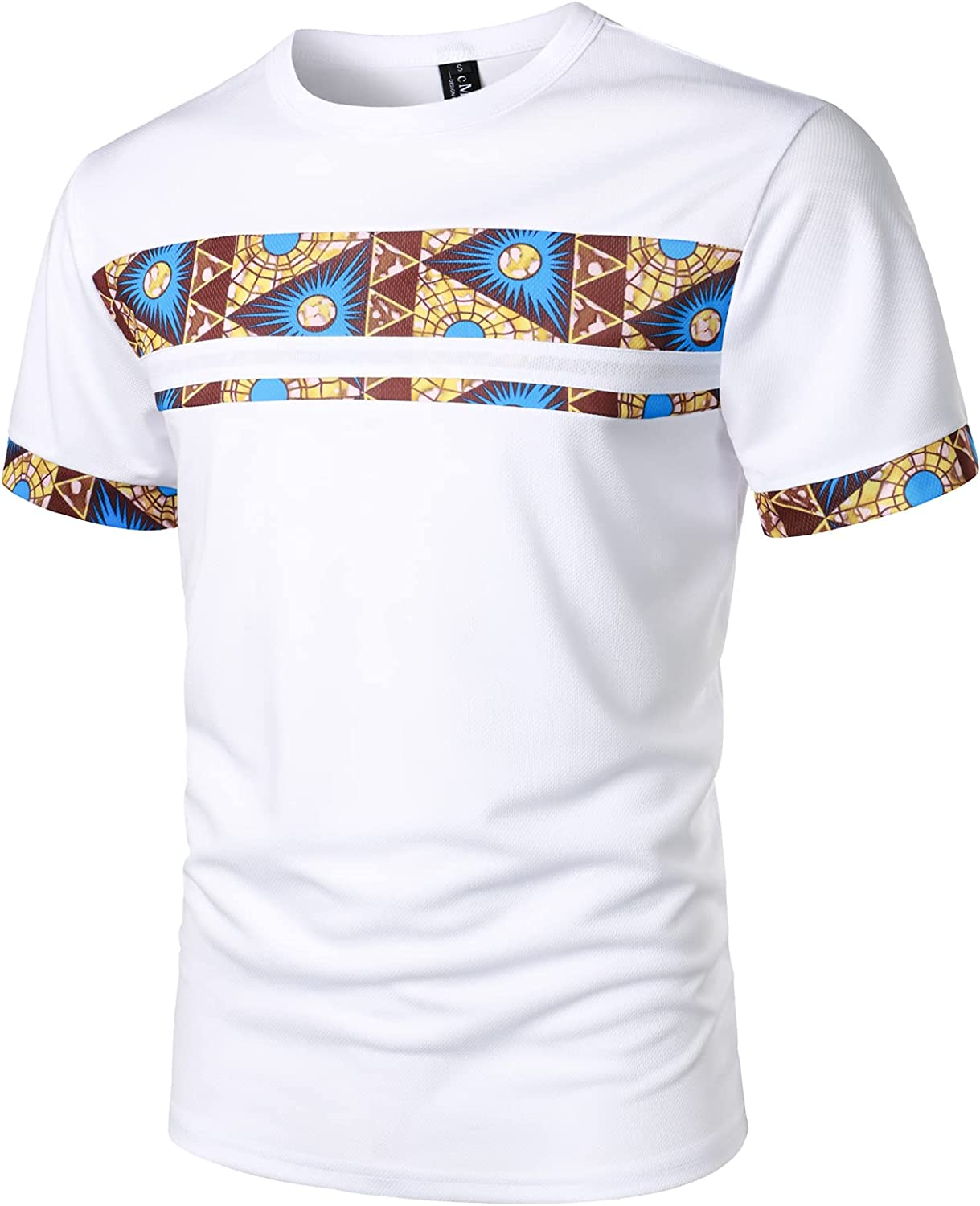 Men's Printed Colorblock T-Shirt and Shorts Set 008