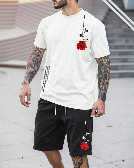 Men's Color Matching Casual Shorts Set 415
