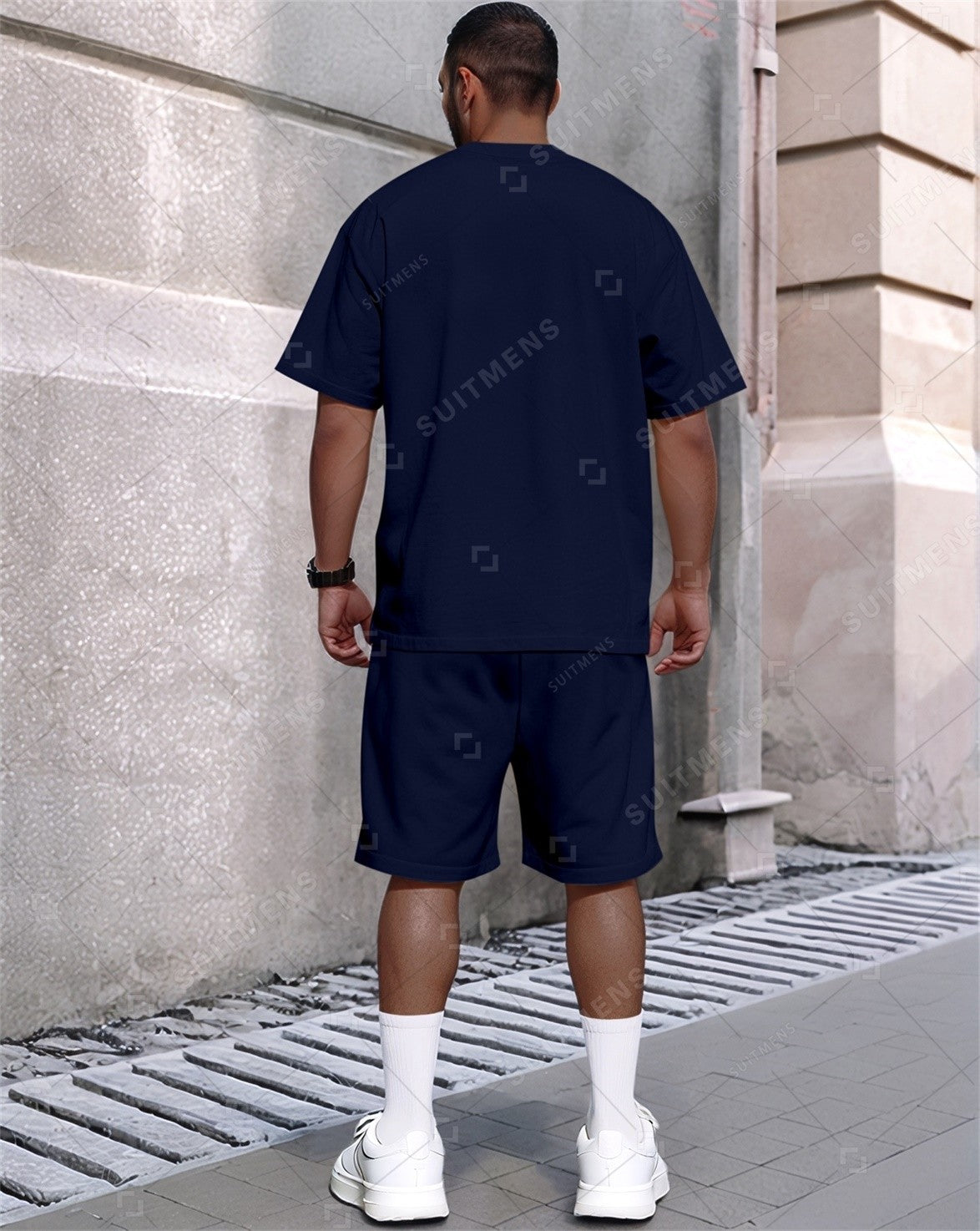 Men's Summer Simple Gradient Print Round Neck Set 358