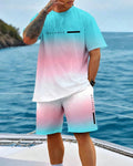 Men's Color Matching Casual Shorts Set 417