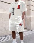 Men's Summer Simple Printed Round Neck Set 256