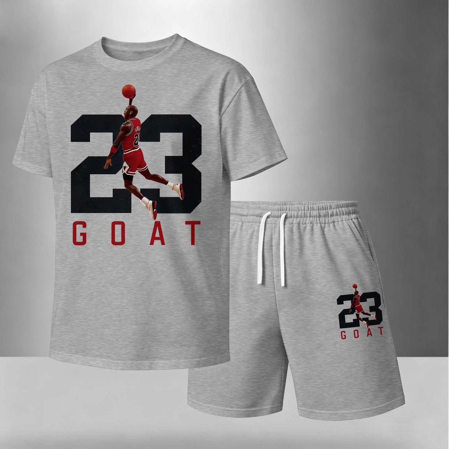 Men’s Summer 2 Piece Set, Basketball 23 Letter Print Short Sleeve T Shirt and Drawstring Shorts Matching Outfit, Lightweight Breathable Casual Set for Travel, Streetwear, Beach, Vacation, and Daily Wear