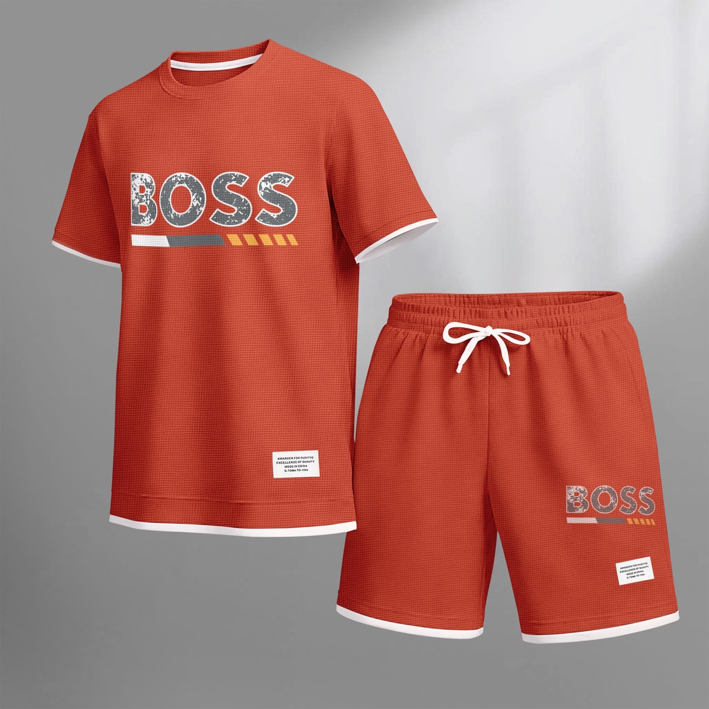Men's Luxury Waffle-Knit Short-Sleeve Shirt & Shorts Set 13