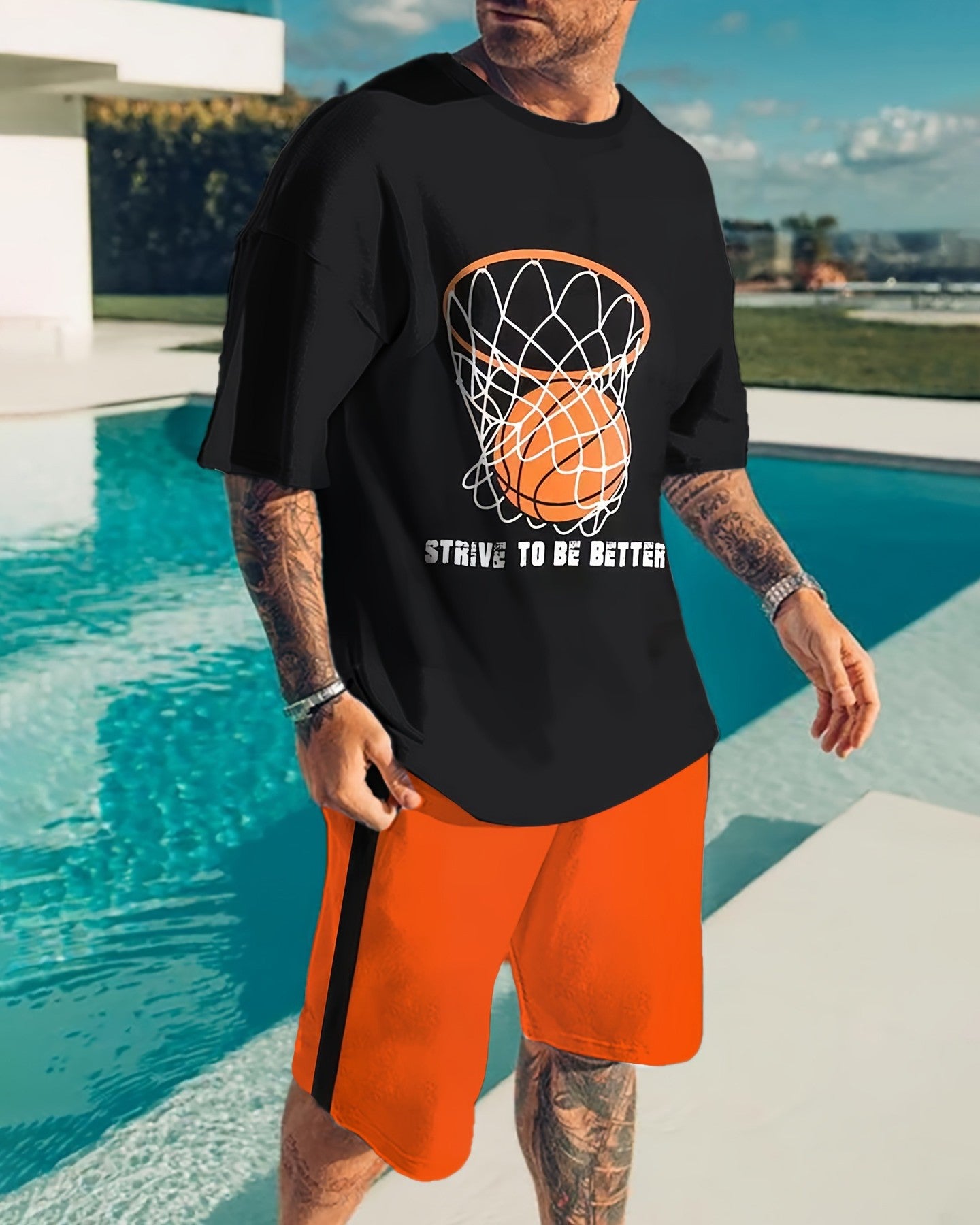 Men's Summer Vacation Round Neck Set 216