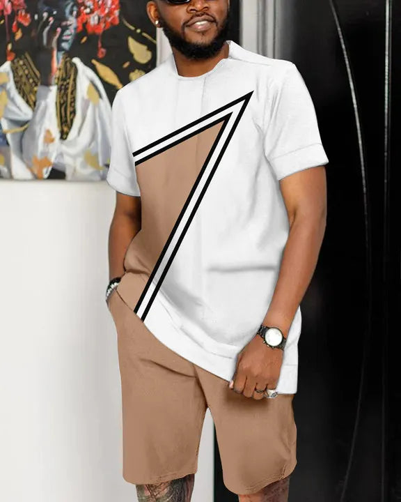 Suitmens Men's Casual Colorblock Shorts Set 04