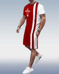 Suitmens Men's Colorblock Print Shorts Set 123