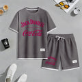 Men's Beer Print Drawstring Shorts Set, Suitable For Spring And Summer Wear, Casual Summer Set, Including Short-Sleeved Shirt And Shorts, Suitable For Everyday Wear And Sports 08