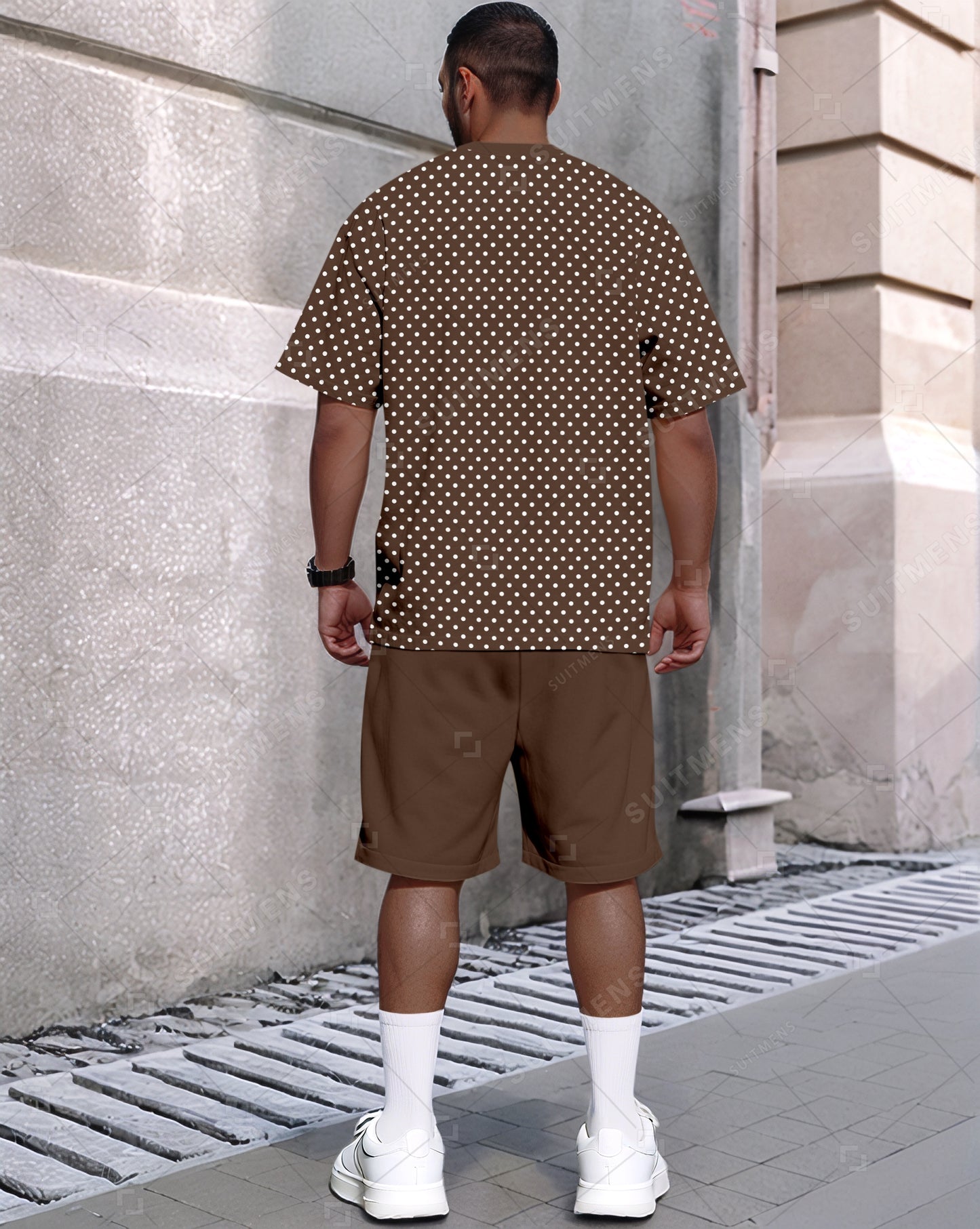 Men's Summer Polka Dot Print Round Neck Set 612