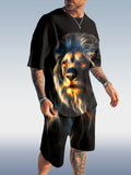 Suitmens Men's Lion Fashion Print Shorts Set 102
