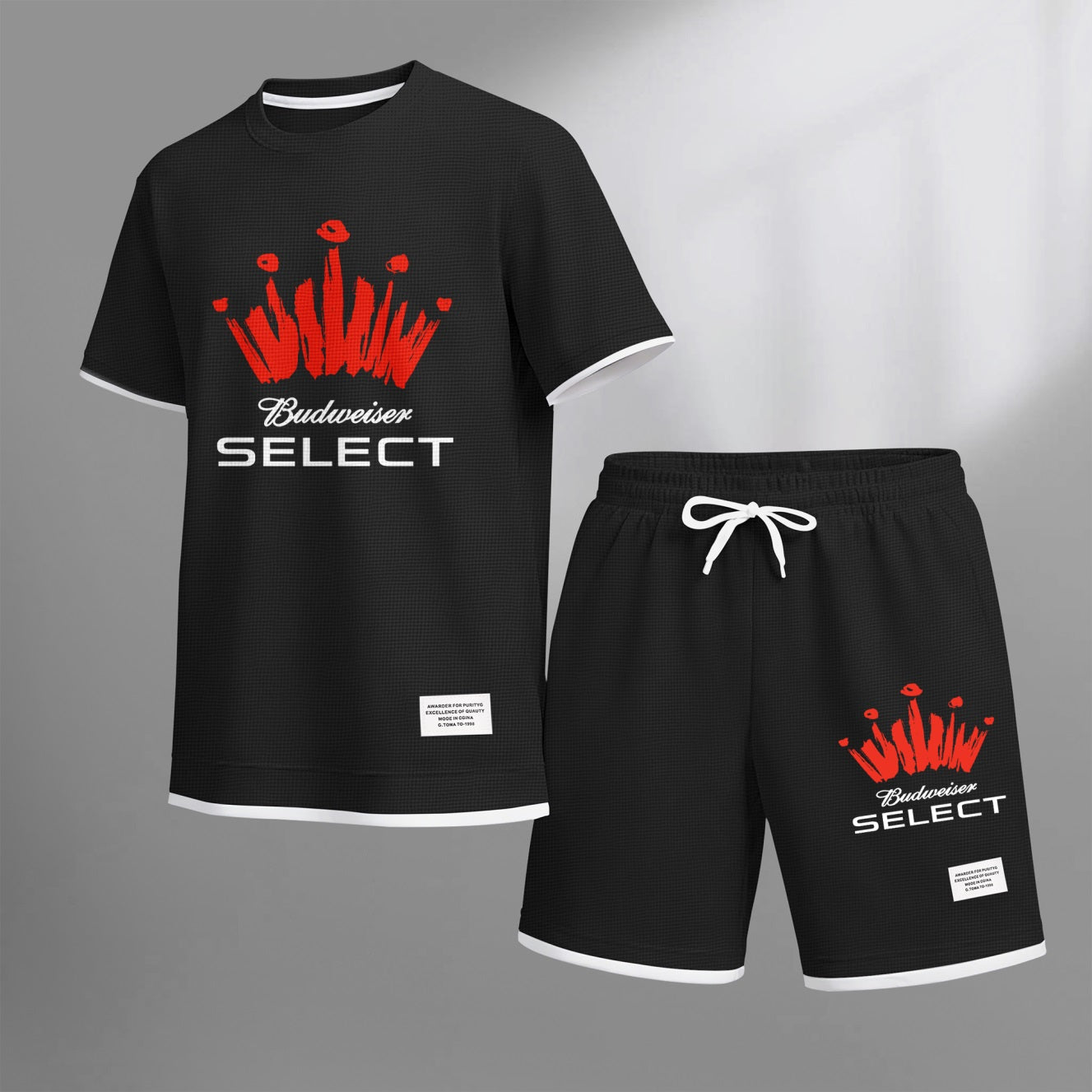 Men's Mexican Vacation Beer Print Waffle Fabric Short-Sleeved Shirt And Shorts Set