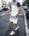 Men's Color Matching Casual Shorts Set 421
