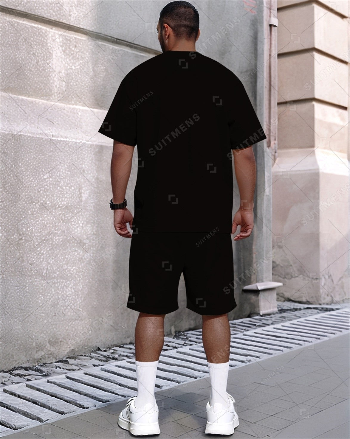 Men's Summer Coconut Tree Print Round Neck Set 305