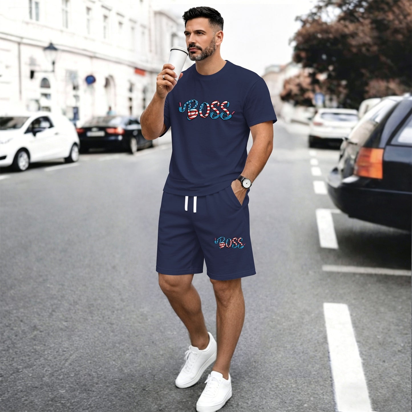 Men’s Summer 2 Piece Set, Short Sleeve T Shirt and Drawstring Shorts Matching Outfit, Lightweight Breathable Casual Set for Beach, Vacation, Gym, Travel, Running, and Daily Wear