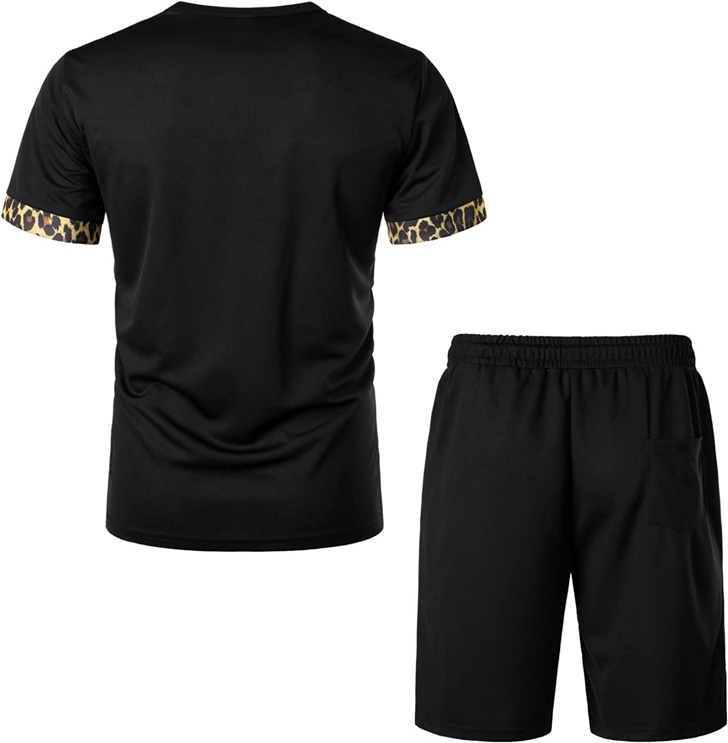 Men's Printed Colorblock T-Shirt and Shorts Set 018