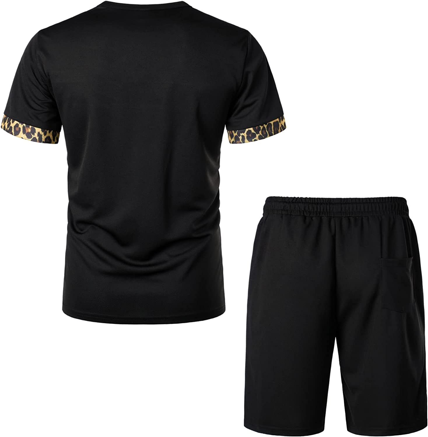 Men's Printed Colorblock T-Shirt and Shorts Set 018