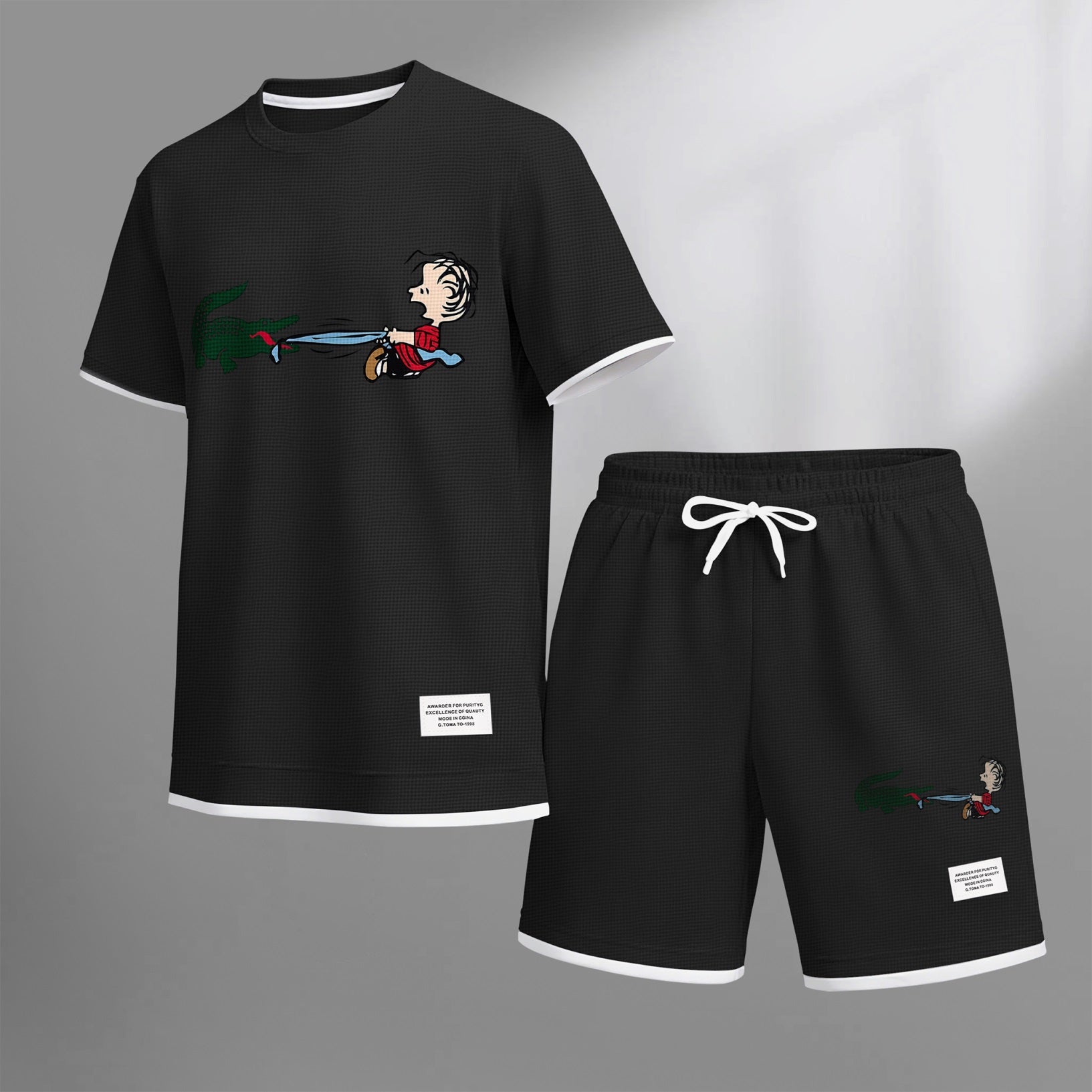 Men's Luxury Waffle-Knit Short-Sleeve Shirt & Shorts Set 14