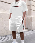 Men's Summer Simple Gradient Print Round Neck Set 358