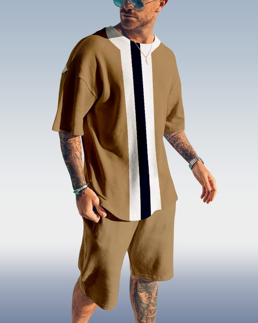 Men's plaid printed shorts Set 430