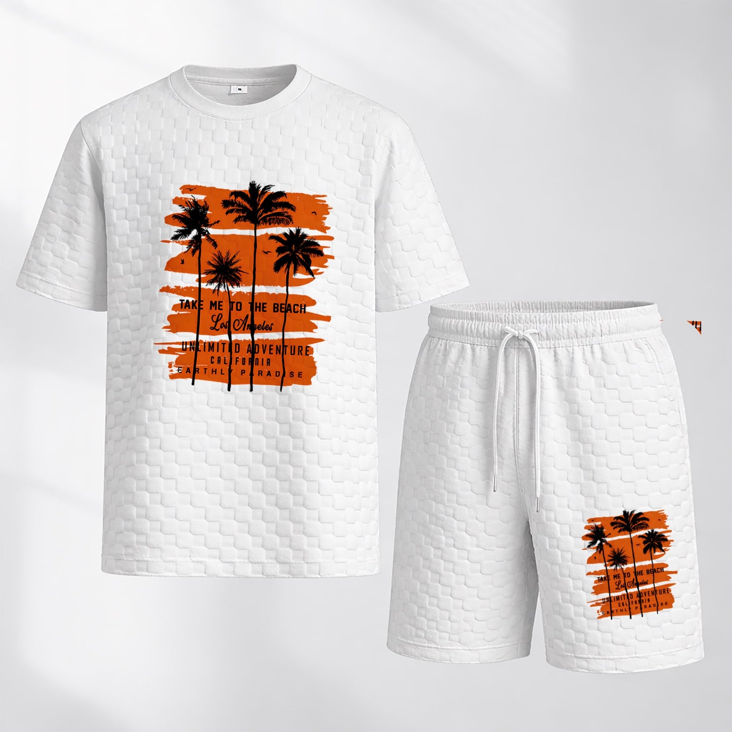 Men's Hawaiian Graphic Print Spring And Summer Drawstring Shorts Set, A Casual Summer Outfit, Including A Short-Sleeved Shirt And Shorts, Suitable For Everyday Wear And Sports Activities. A Two-Piece Set For A Relaxed And Active Lifestyle.
