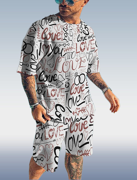 Suitmens Men's Express Your Love Print Shorts Set 138