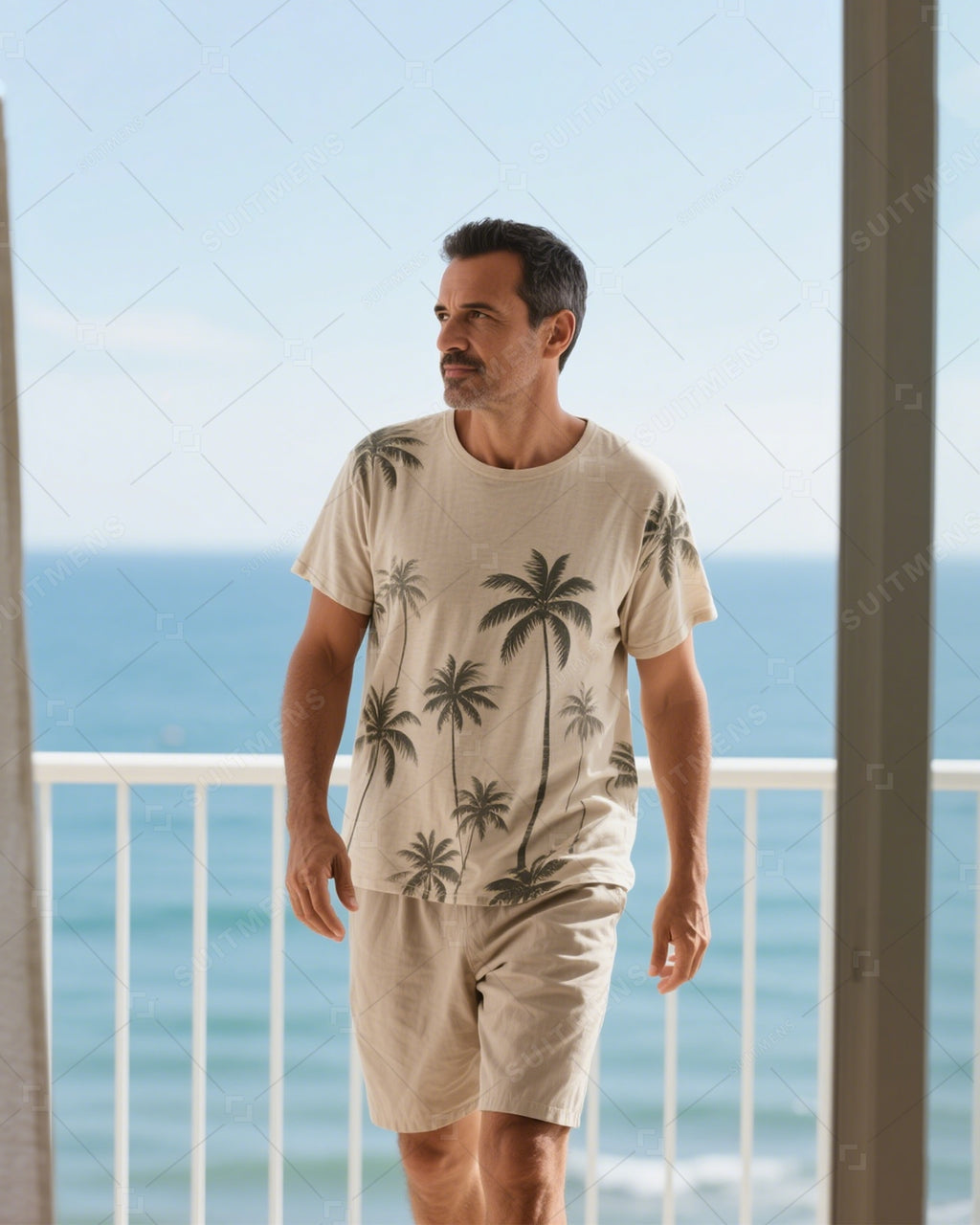 Men's Summer Vacation Round Neck Set 023
