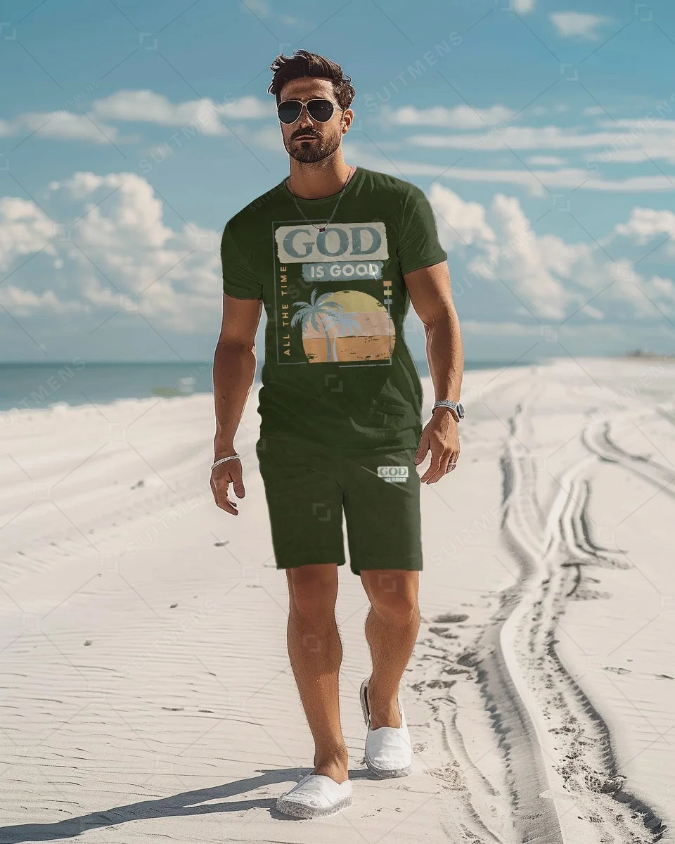 Men's Beach Vacation Casual Shorts Set 461