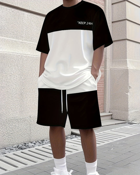 Men's Colorblock Summer Round Neck Set 103