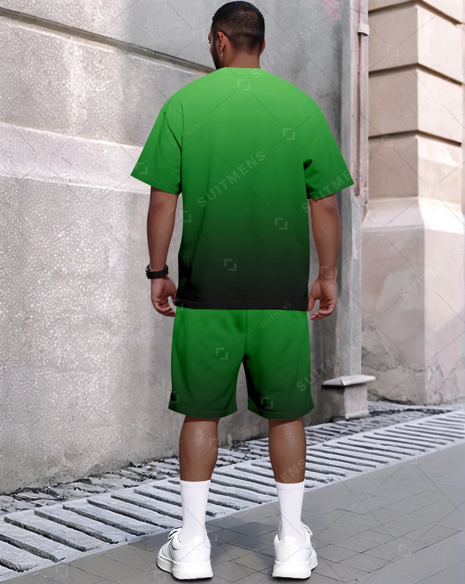 Men's Summer Colorblock Printed Round Neck Set 473