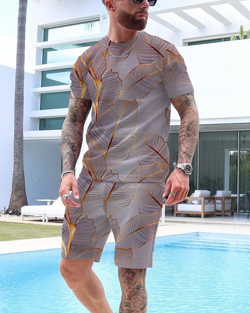 Men's Casual Fashion Printed Shorts Set 61