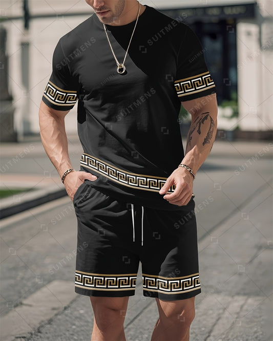 Men's Summer Gorgeous Printed Round Neck Set 962