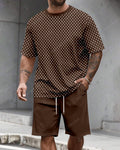 Men's Summer Polka Dot Print Round Neck Set 612