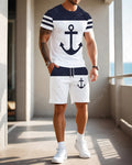 Men's Summer Classic Printed Round Neck Set 988