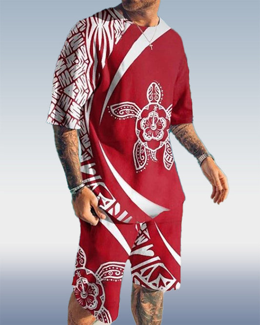 Suitmens Men's Turtle Print Shorts Set 376