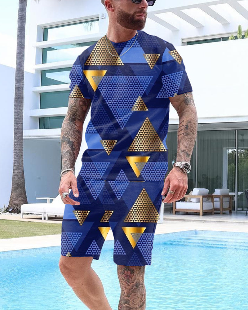 Men's Casual Fashion Printed Shorts Set 59