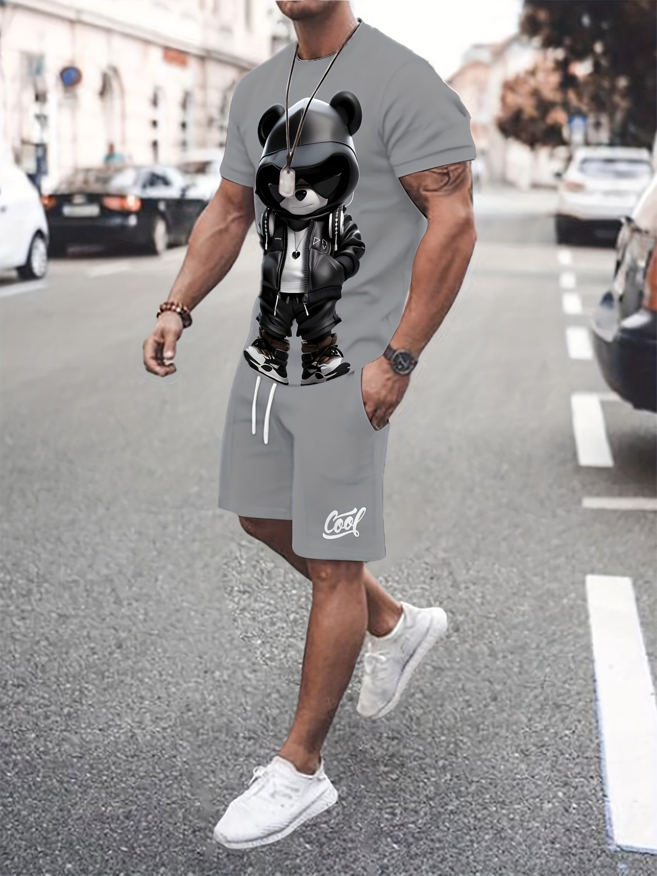 Men's Cartoon Summer Round Neck Set 128