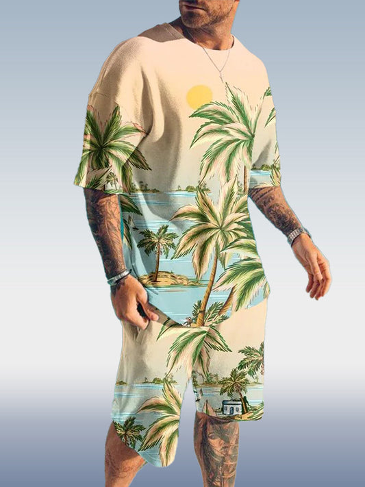 Suitmens Men's Hawaiian Print Shorts Set 355