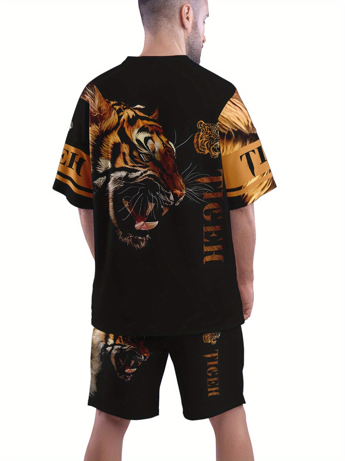 Men's Summer Animal Print Round Neck Set 948