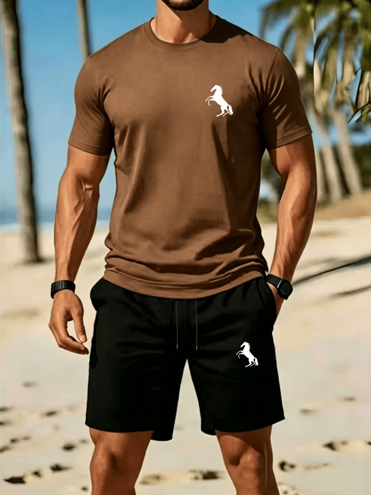 Herren Freizeit-Set mit T-Shirt und Shorts für Sommer