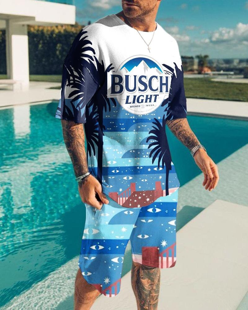 Men's Hawaiian Print Shorts Set 441