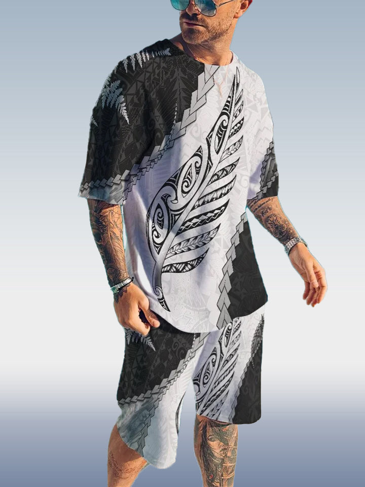 Suitmens Men's Colorblock Print Shorts Set 335