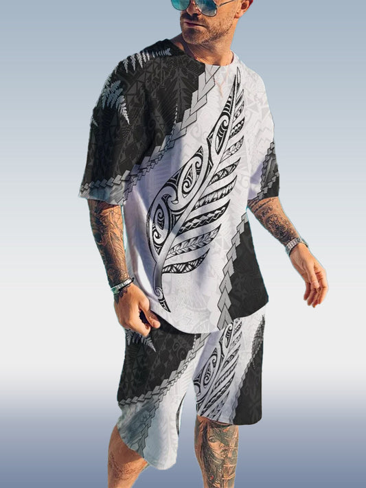 Suitmens Men's Colorblock Print Shorts Set 335